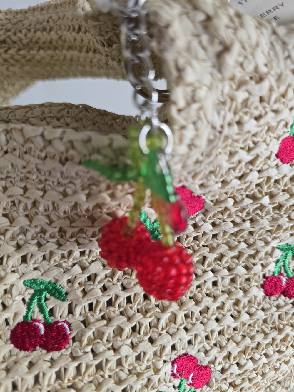 Madden Girl Cream Crochet Tote with Cherry Embroidery - Picture 9 of 13